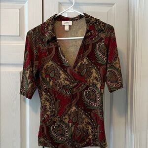 LOFT Multicolor Paisley V-Neck Blouse